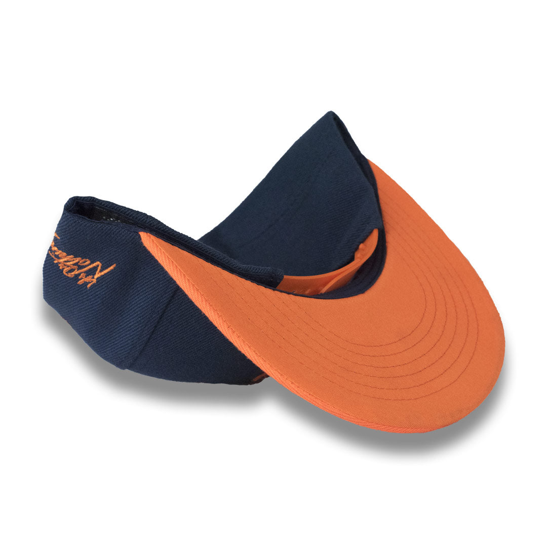 Money Bag (Dark Blue & Orange Snapback Hat)