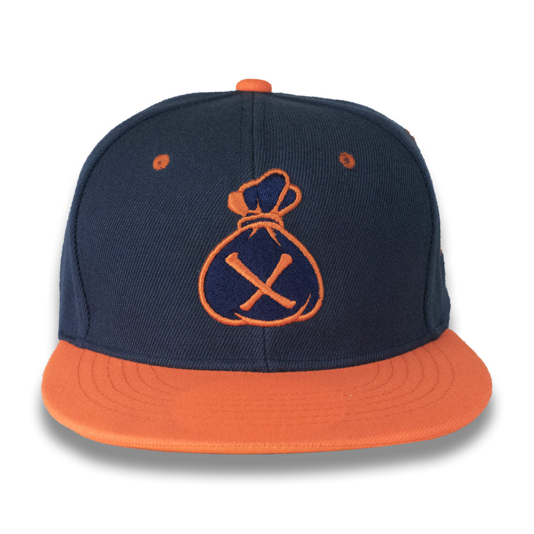 Money Bag (Dark Blue & Orange Snapback Hat)