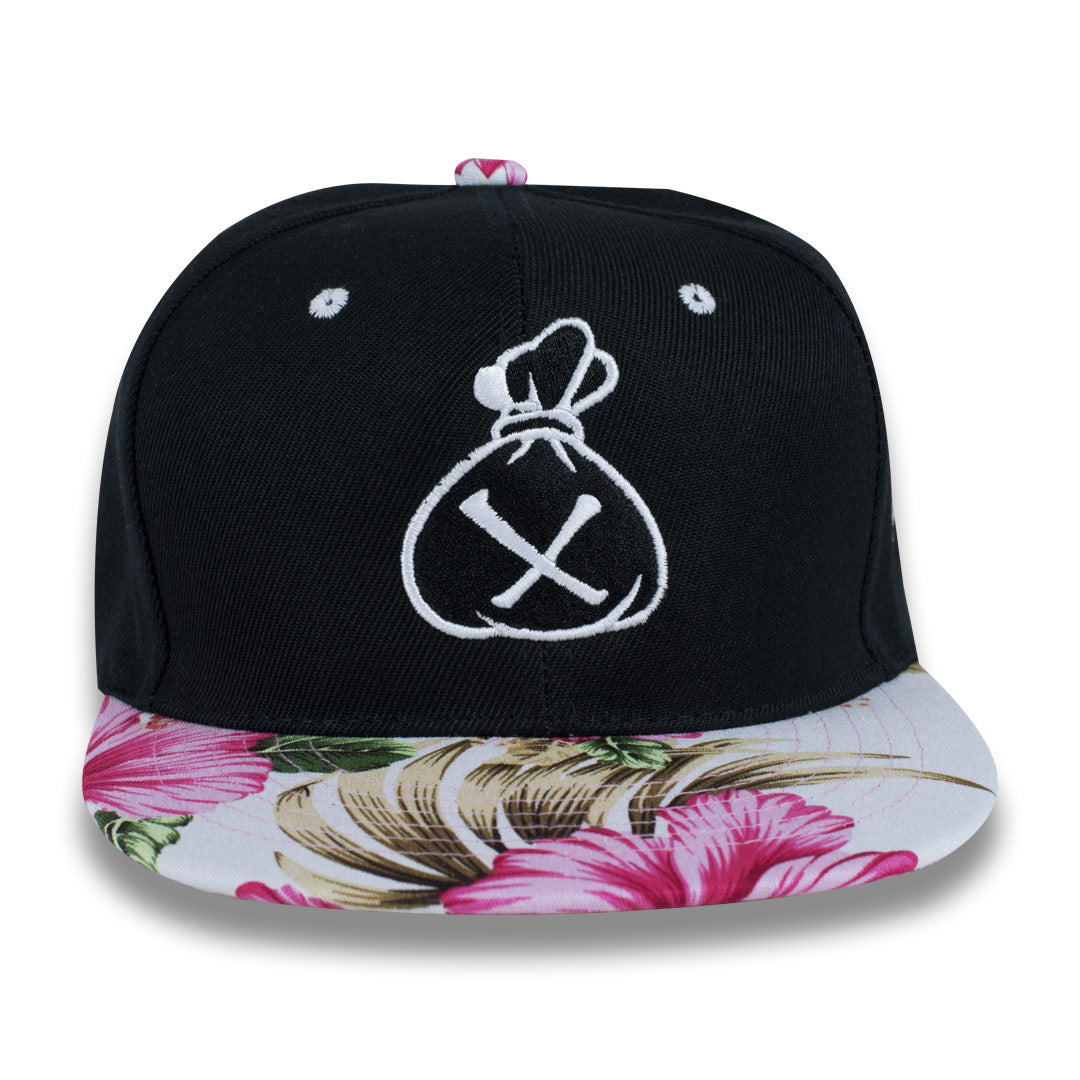 Money Bag (Black & White Pink Floral Snapback Hat)