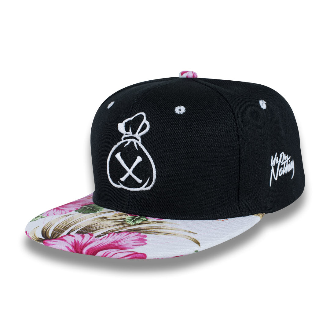 Money Bag (Black & White Pink Floral Snapback Hat)