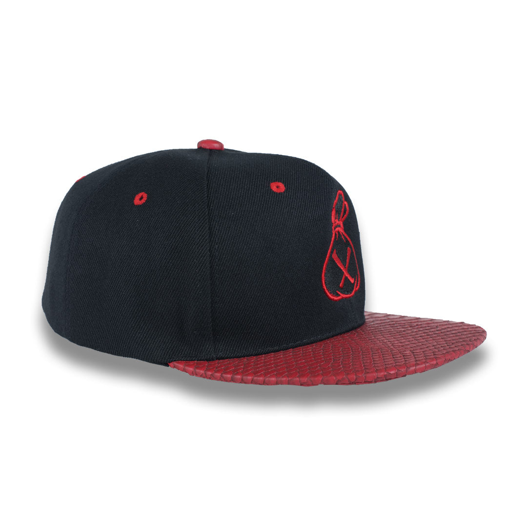 Money Bag (Black & Red Snake Brim Strapback Hat)