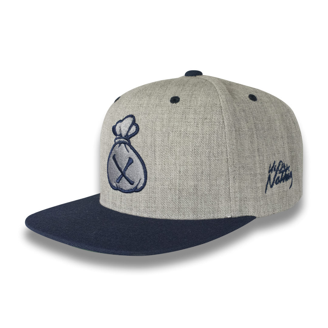 Money Bag (Grey & Blue Snapback Hat)