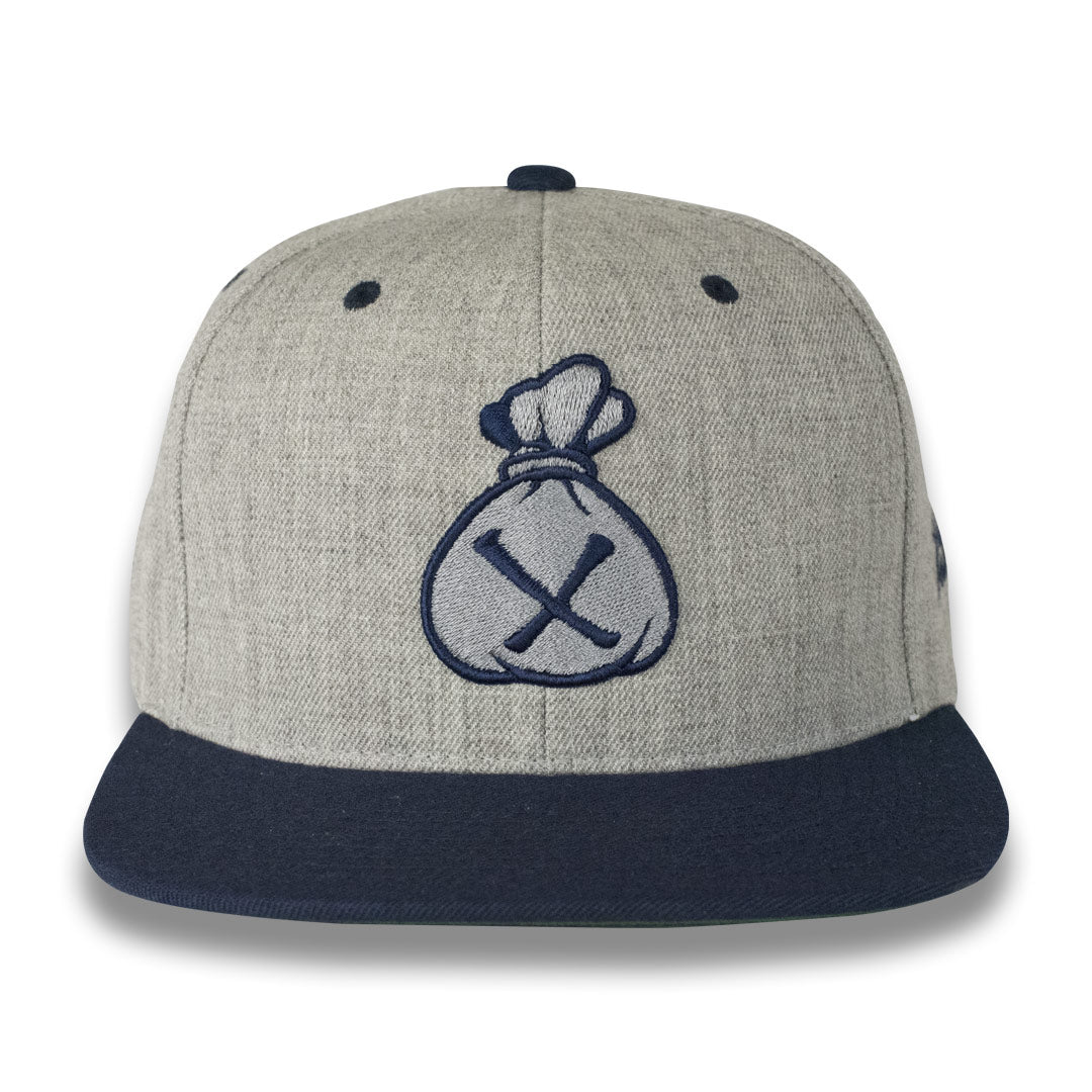 Money Bag (Grey & Blue Snapback Hat)