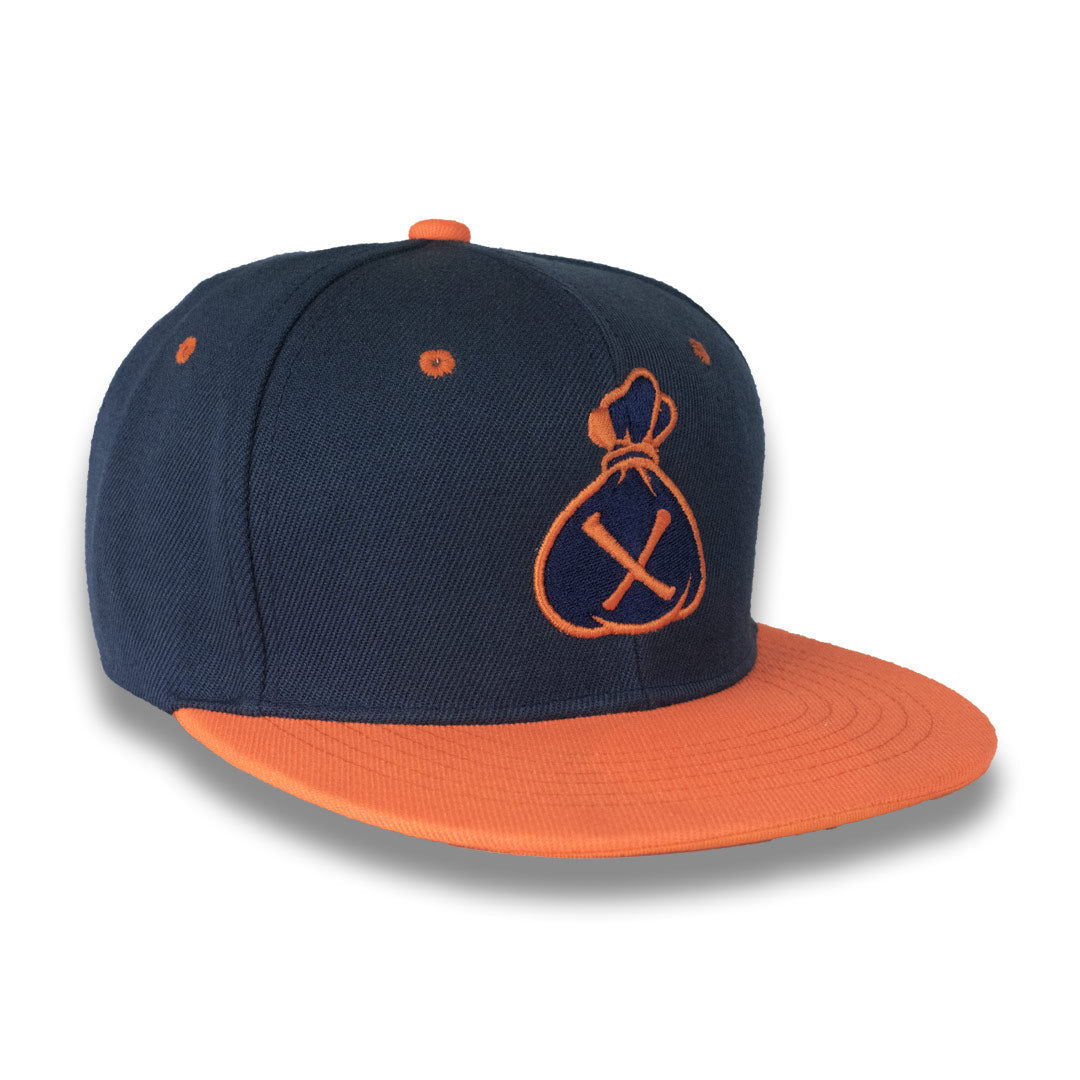Money Bag (Dark Blue & Orange Snapback Hat)