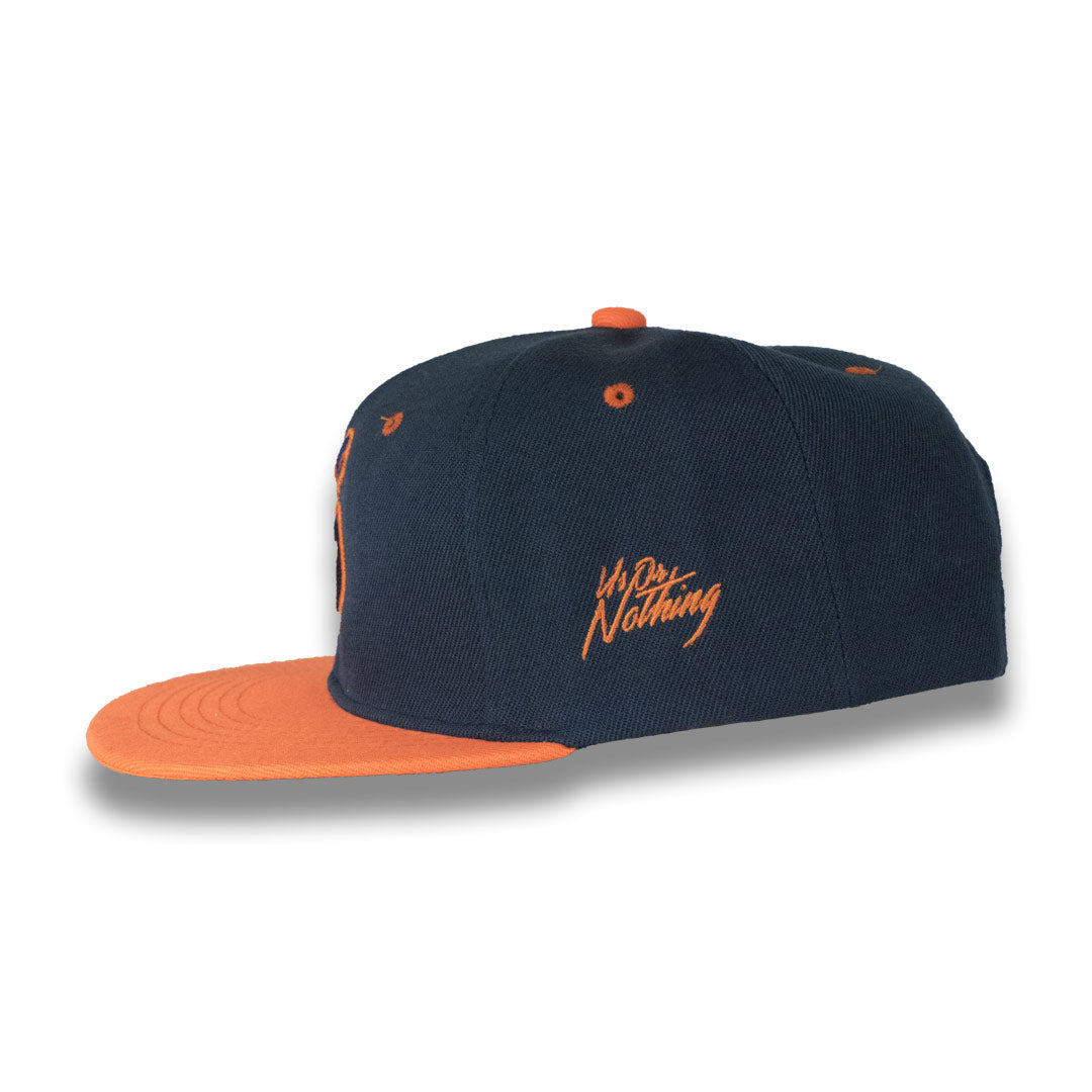 Money Bag (Dark Blue & Orange Snapback Hat)