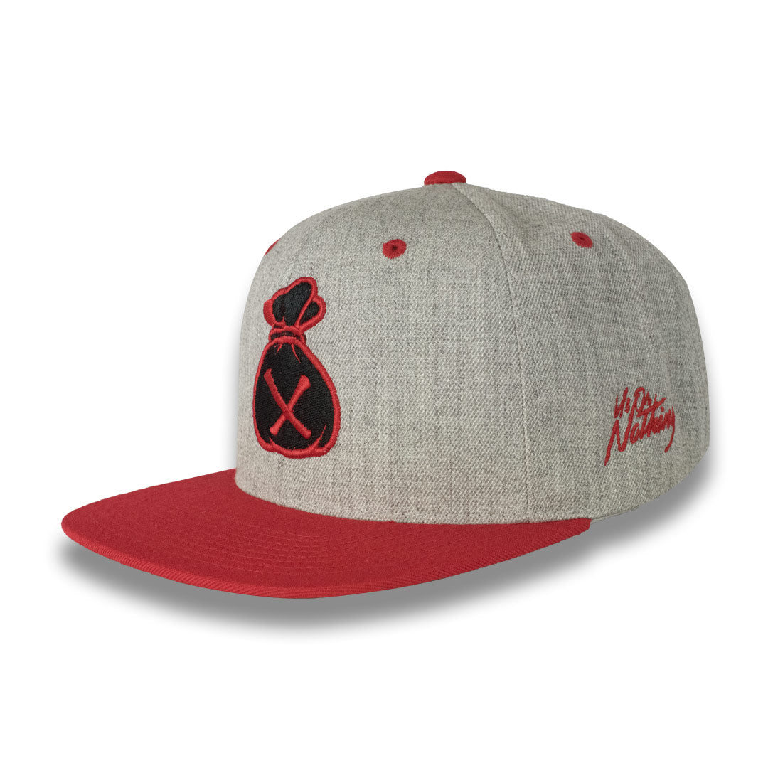 Money Bag (Grey & Red Snapback Hat)