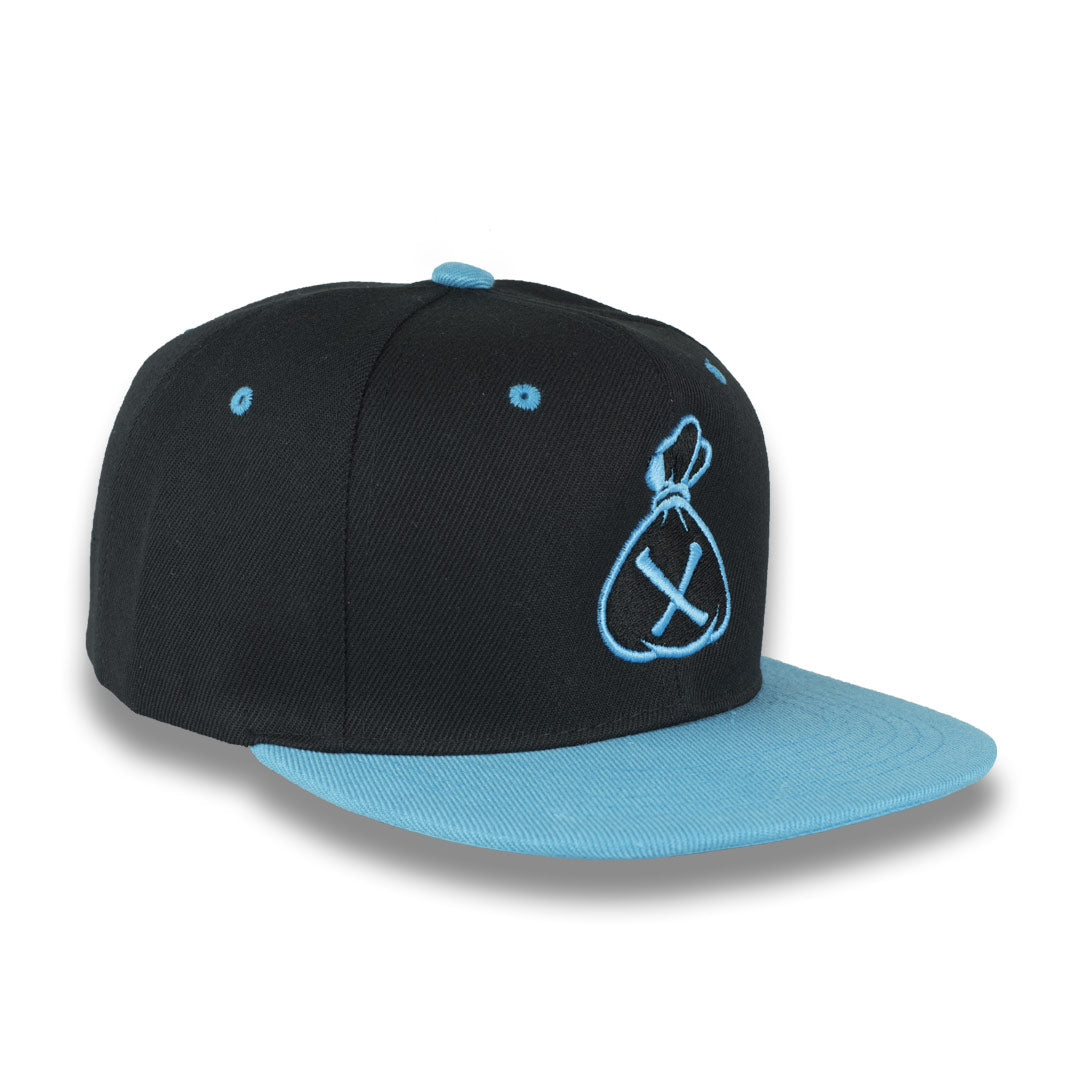 Money Bag (Black & Sky Blue Snapback Hat)