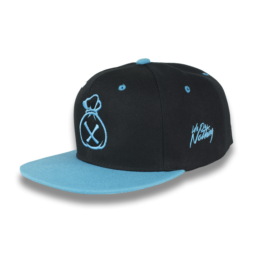 Money Bag (Black & Sky Blue Snapback Hat)