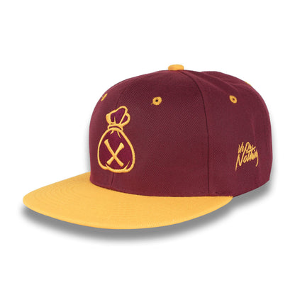 Money Bag (Burgundy & Gold Snapback Hat)