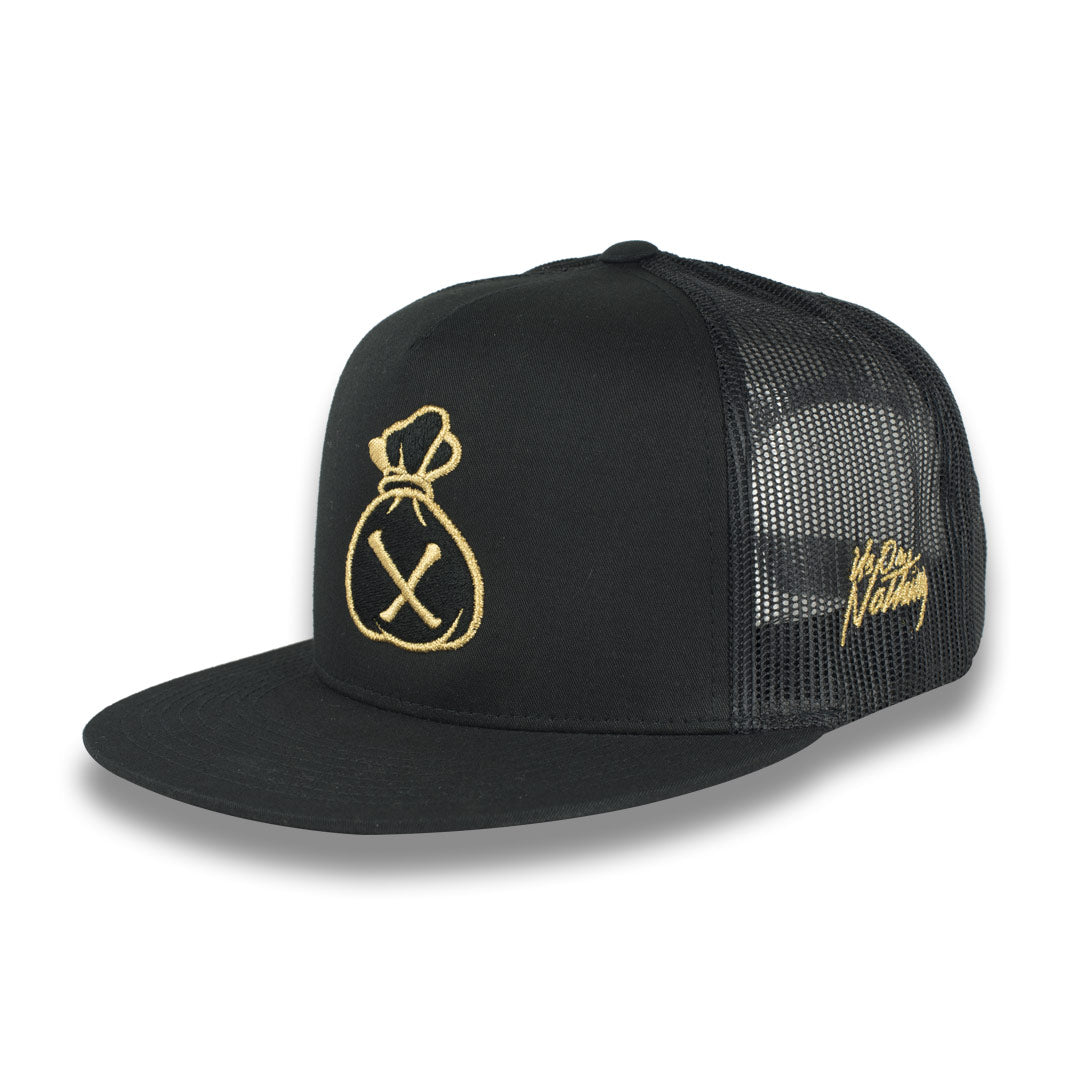 Money Bag (Black & Gold Mesh Snapback Hat)