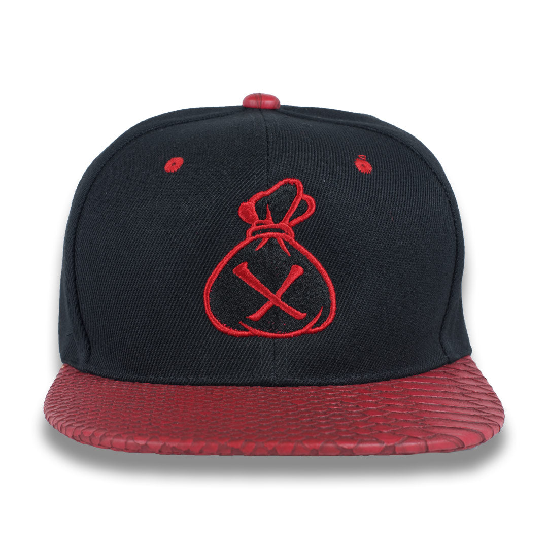 Money Bag (Black & Red Snake Brim Strapback Hat)