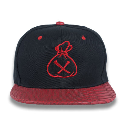 Money Bag (Black & Red Snake Brim Strapback Hat)