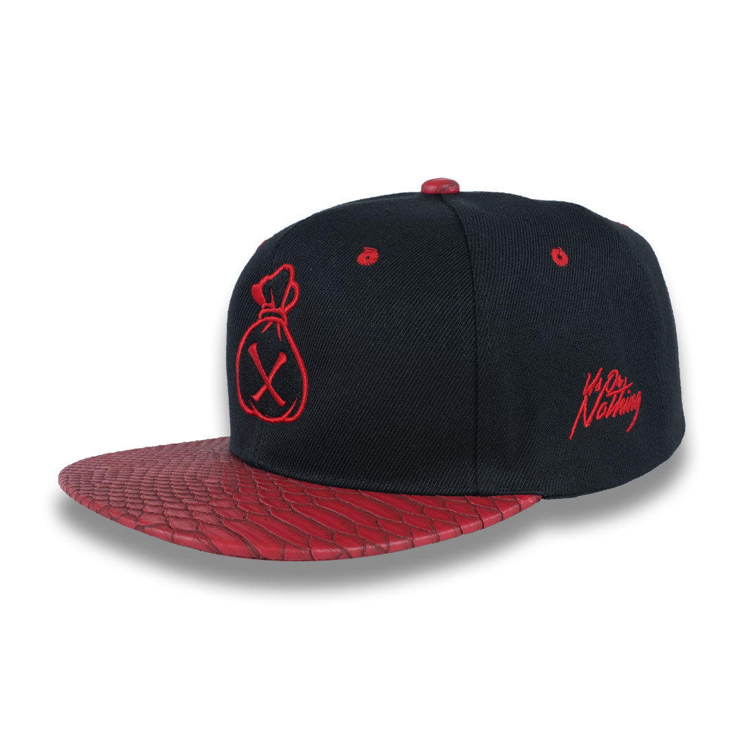 Money Bag (Black & Red Snake Brim Strapback Hat)