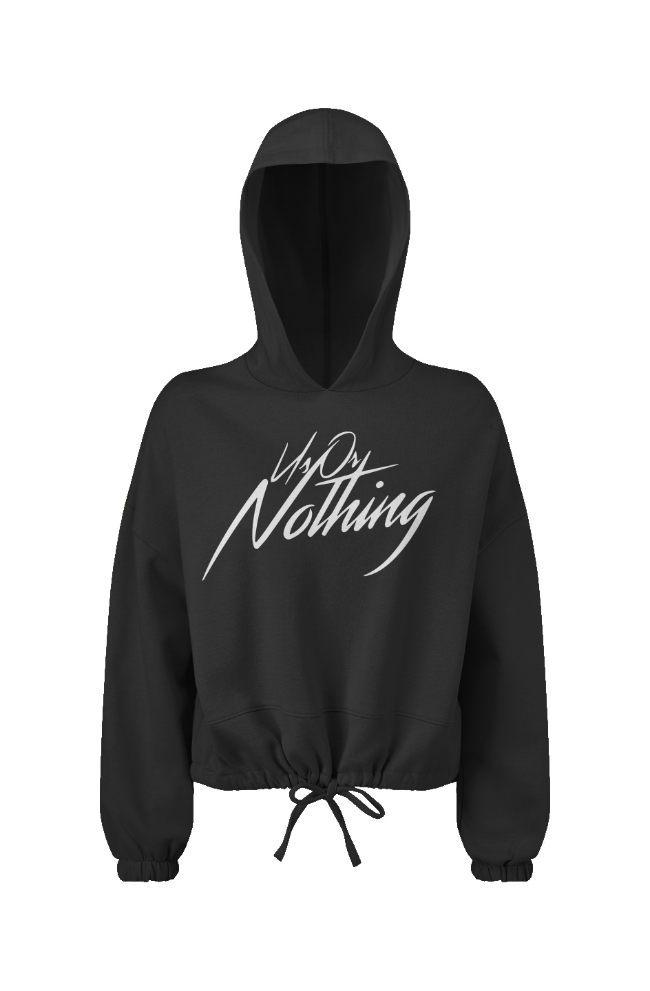 Ladies' Cropped Oversize Hooded Sweatshirt - Us Or Nothing