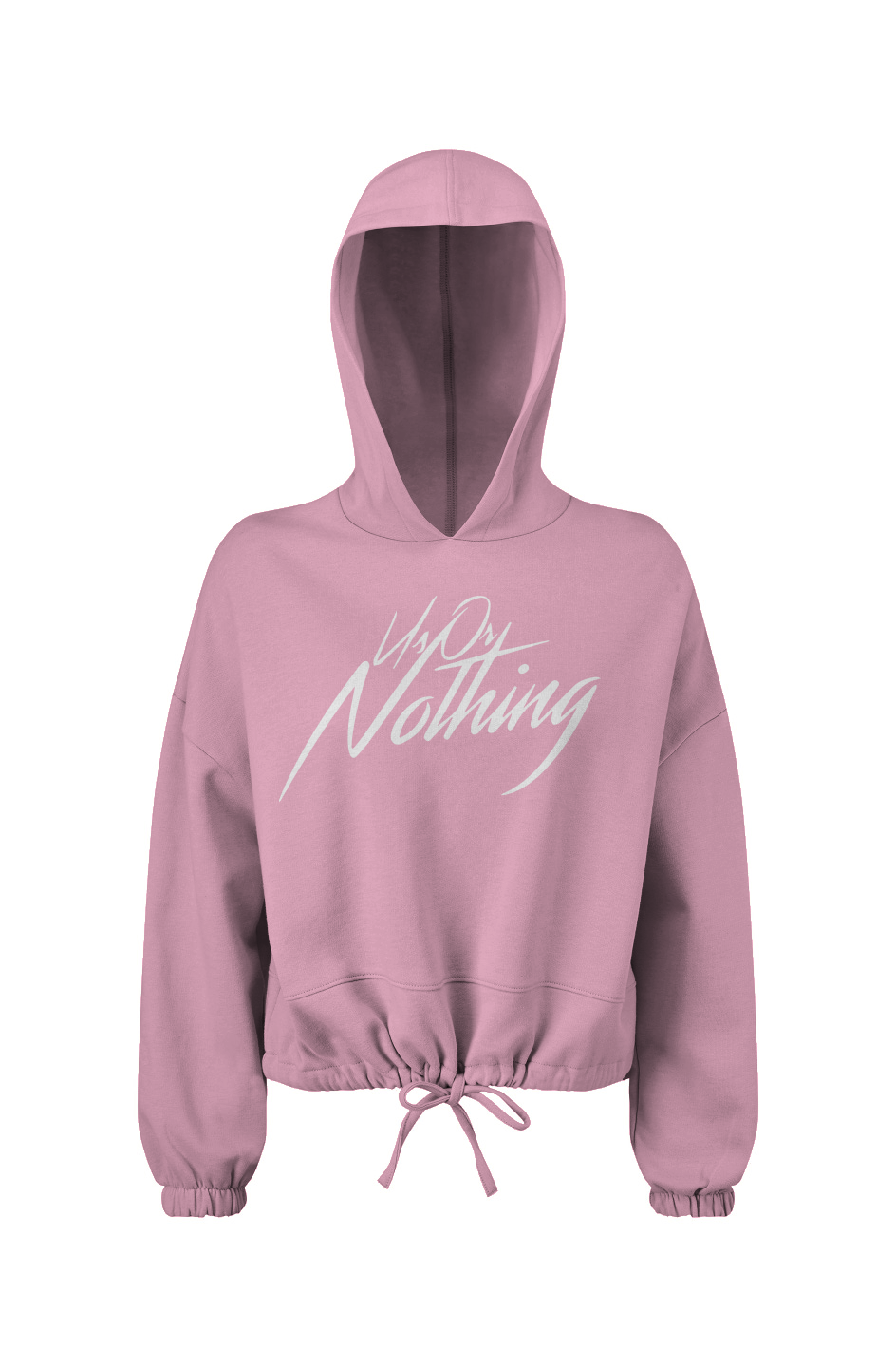 Ladies' Cropped Oversize Hooded Sweatshirt - Us Or Nothing