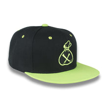 Load image into Gallery viewer, Black &amp; Neon Green Money Bag (Snapback)
