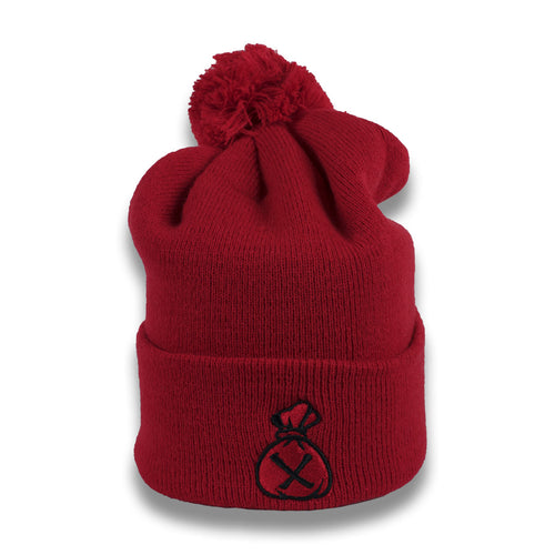 Red & Black Money Bag (Pom Beanie)