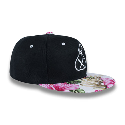 Black & White Money Bag (Pink Floral Snapback)