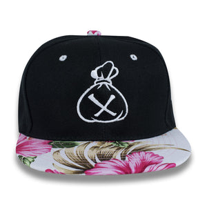 Black & White Money Bag (Pink Floral Snapback)