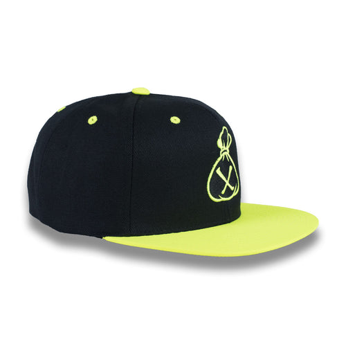 Black & Fluorescent Yellow Money Bag (Snapback)