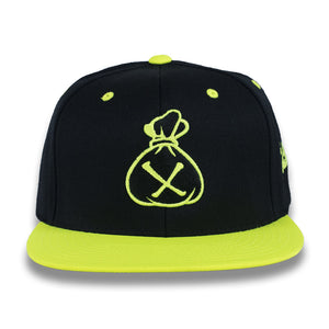 Black & Fluorescent Yellow Money Bag (Snapback)