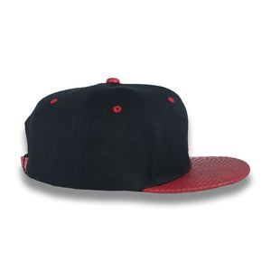 Black & Red Money Bag (Snake Brim Strapback)