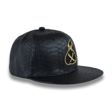 Black & Gold Money Bag(Snake Strapback)